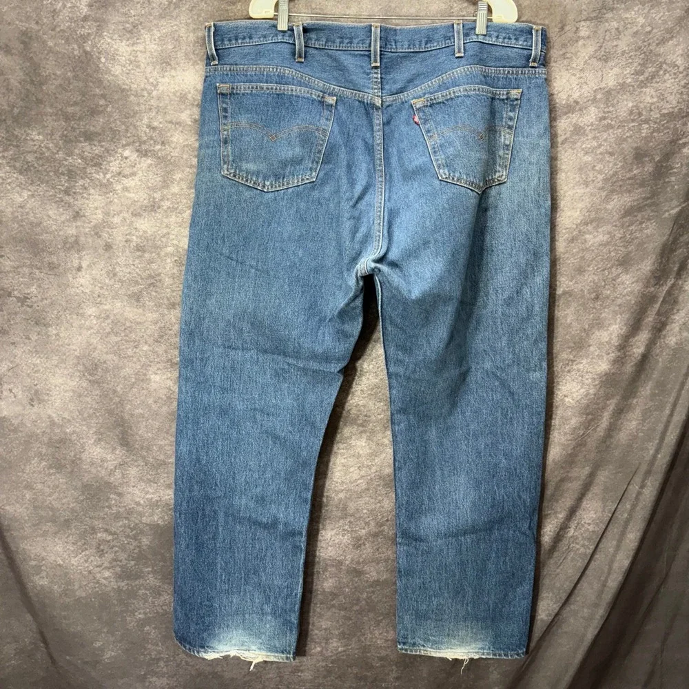VTG 90s Levis 501 STF Jeans Mens 46x32 Made in USA Blue Straight Leg Button Fly